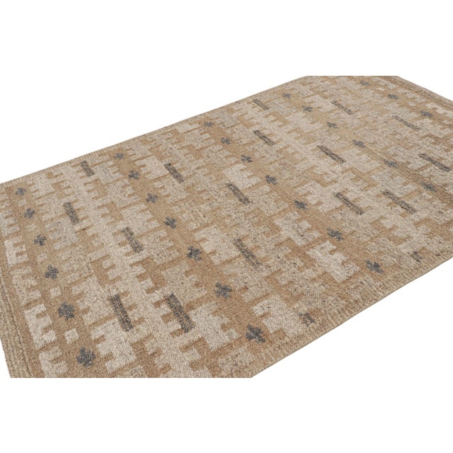 Rug & Kilim Rug & Kilim’s Scandinavian Style Rug in Beige-Brown Geometric Patterns - 3x12 For Sale - Image 4 of 7