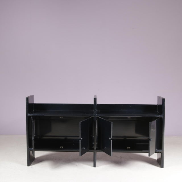 Harvey Guzzini Low Black Plastic Model Multiplo Cabinet by Guzzini for Kastilia, Italy, 1970s For Sale - Image 4 of 14