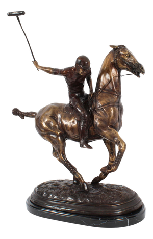 Polo Player Galloping Horse Sculpture, 20th Century, Bronze