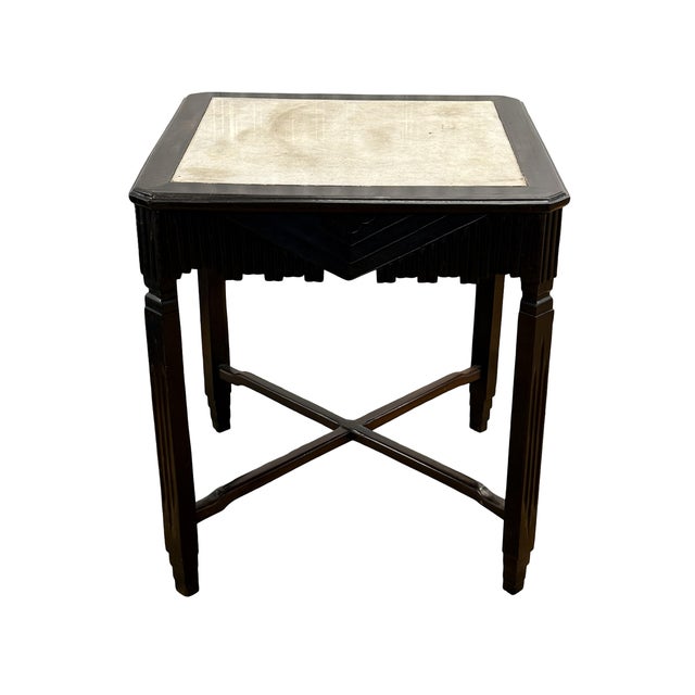 Art Deco Early 20th Century "Old Shanghai" Style Tieli Wood & Marble Top Center Table For Sale - Image 3 of 10