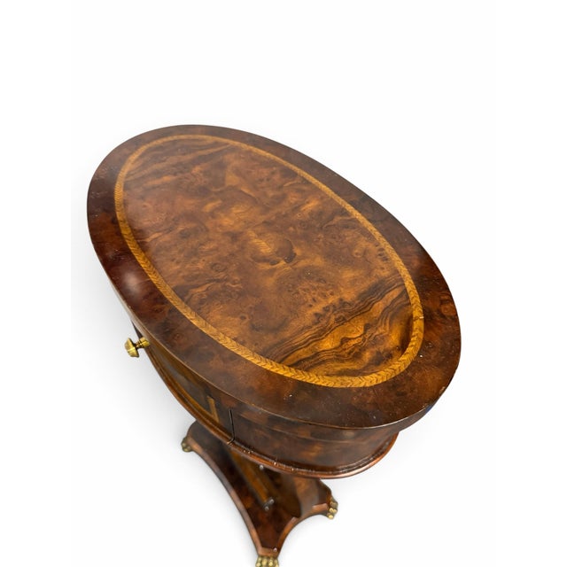 Late 20th Century Vintage Maitland-Smith Burl Walnut Lyre Accent Table For Sale - Image 5 of 9