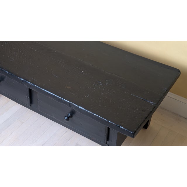 19th Century Rustic Black Painted Coffee Table For Sale - Image 12 of 14