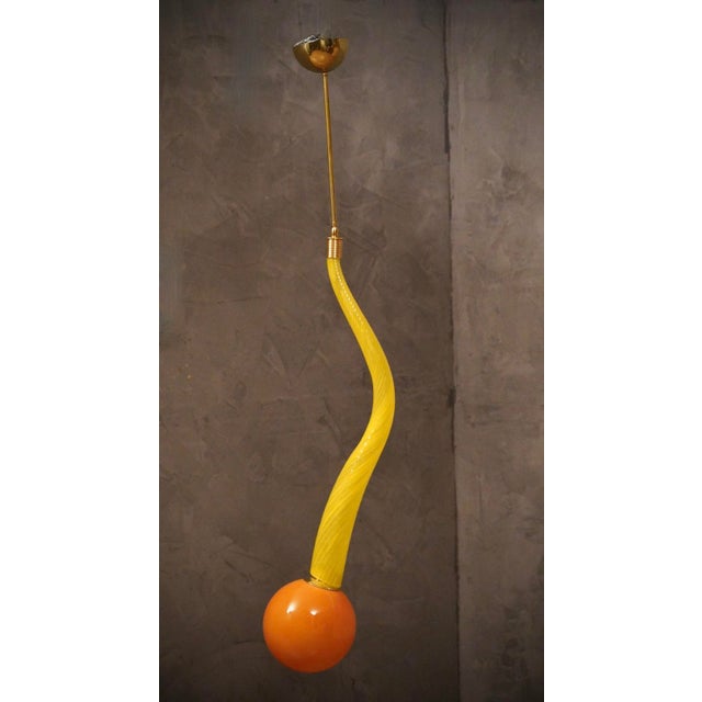 Yellow Murano Glass and Brass Pendant, 1960 For Sale - Image 10 of 11