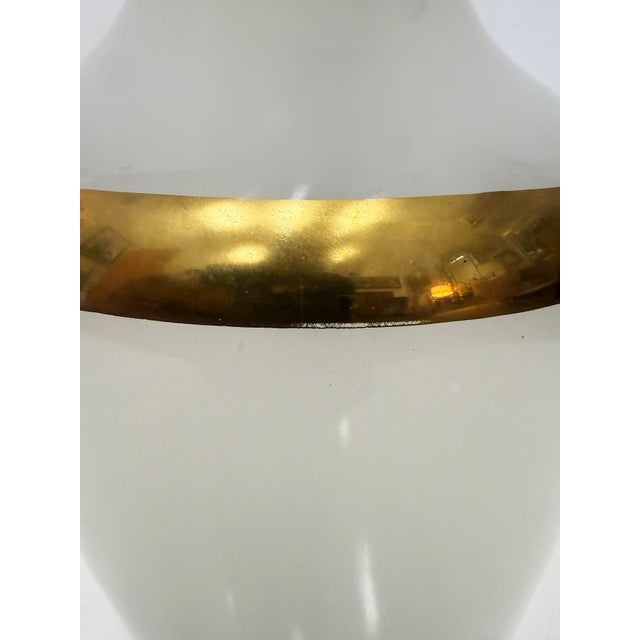 Glass Large Itallian Mid-Century Opaline Glass Vase With Gilt Accents For Sale - Image 7 of 10