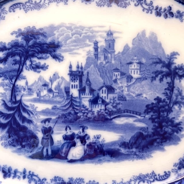 Antique Flow Blue "Nonpareil" pattern by Burgess & Leigh. Flow Blue pieces are so named for the way the cobalt blue ink...