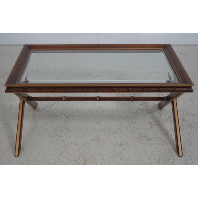 Age: Approx: 10 Years Old Details: Beveled Glass Top Regency Style High Quality Construction Gold Highlights Stretcher...