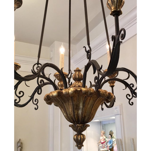 Randy Esada Designs for Prospr Designer Italian Gilt Wood & Iron Chandelier by Randy Esada Designs for Prospr For Sale - Image 4 of 5