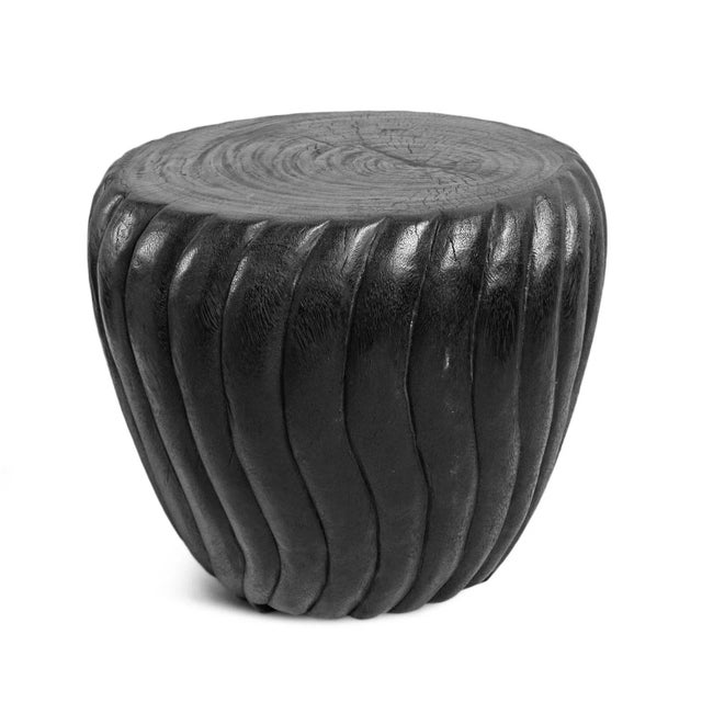 Black Stained Wood Swirl Side Table Chairish