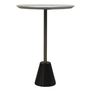 Minimalist Round Coffee Table with Cast Iron Base and Silver-Coloured Wooden Top, Italy, 1970s For Sale