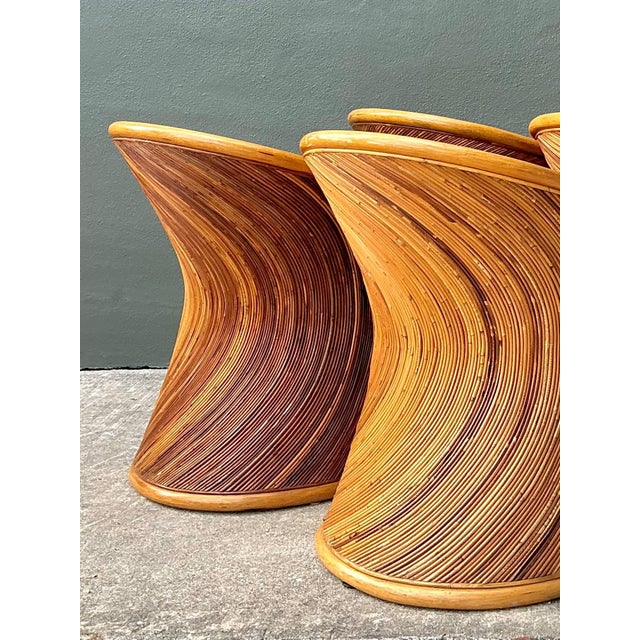 Wood Vintage Pencil Reed Sunburst Dining Chairs For Sale - Image 7 of 15