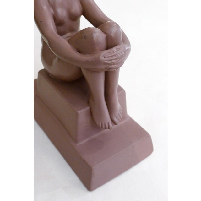 Ceramic Art Deco Terracotta Sculpture of a Nude Bathing Woman, 1920s For Sale - Image 7 of 14