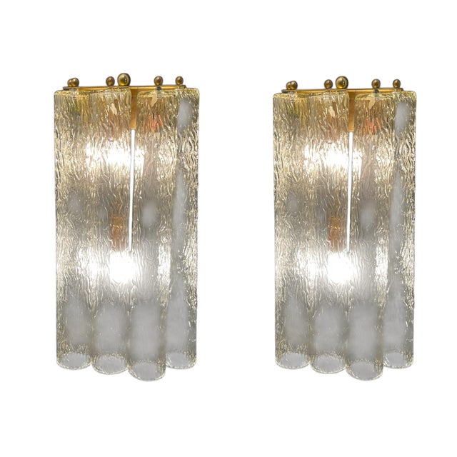 Gold Italian Tube Wall Sconces in Murano Glass, 1980s, Set of 2 For Sale - Image 8 of 8