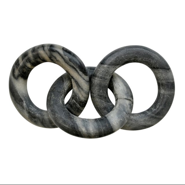 Contemporary Matthew Izzo Home Circlet Marble Chain Link Decor Accent For Sale - Image 3 of 5
