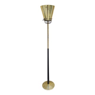 Mid Century Modern Torchiere Brass Floor Lamp For Sale