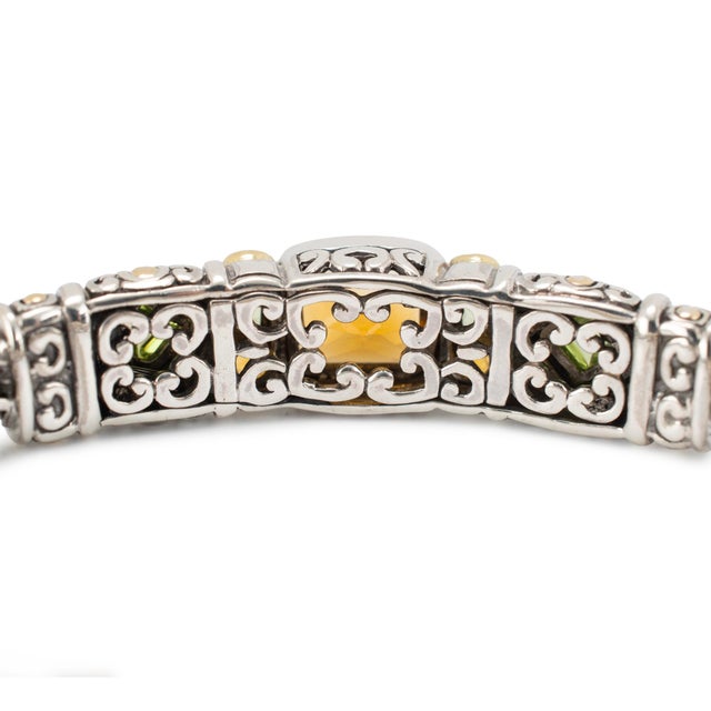 John Hardy Jaisalmer 18k Yellow Gold 925 Silver Citrine Peridot Link Bracelet For Sale - Image 4 of 8
