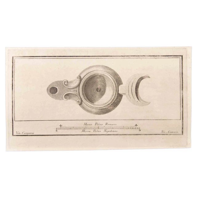 Niccolò Cesarano, Oil Lamp, Etching, 18th Century For Sale