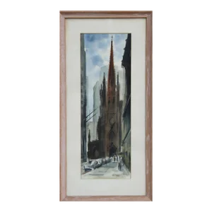 1960s "City Church" Watercolor Painting by Eve Nethercott