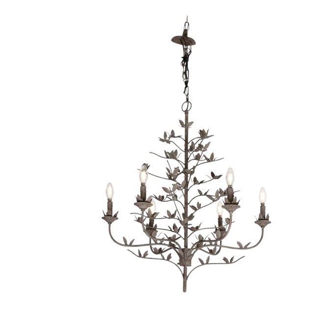 Six Arm Leaf Chandelier For Sale