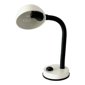 Vintage White Metal Gooseneck Desk Lamp