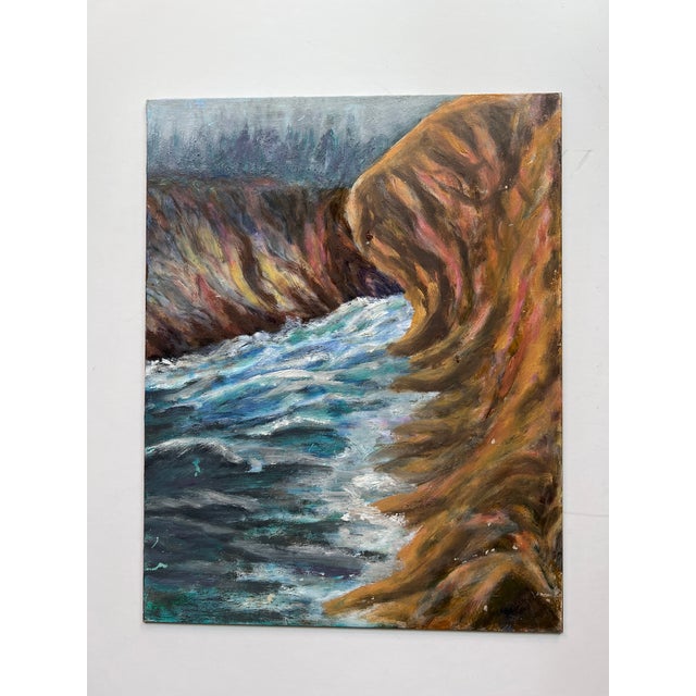 Traditional Vintage Acrylic Seascape Painting on Board For Sale - Image 3 of 3
