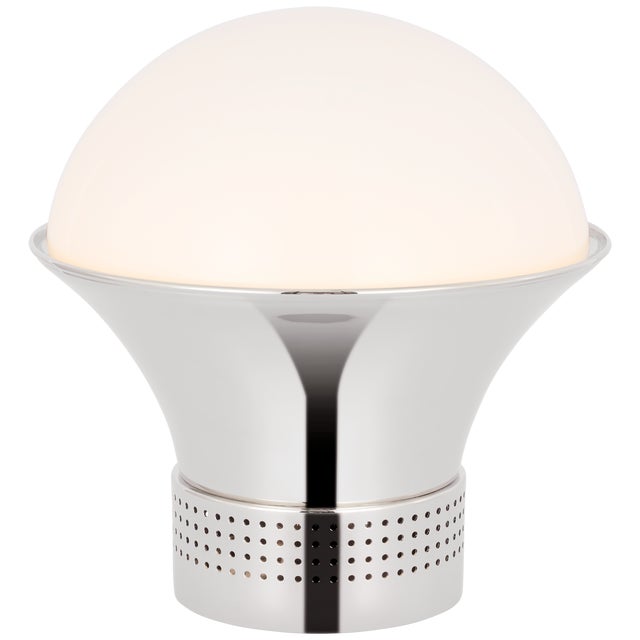 Modern Kelly Wearstler by Visual Comfort Signature Precision Medium Table Lantern in Polished Nickel with White Glass For Sale - Image 3 of 3