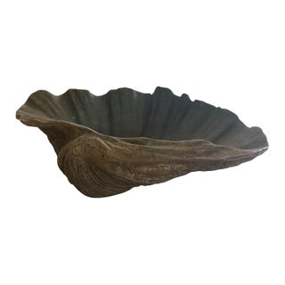 Vintage Heavy Cast Bronze Giant Clamshell Sculptural Bowl For Sale