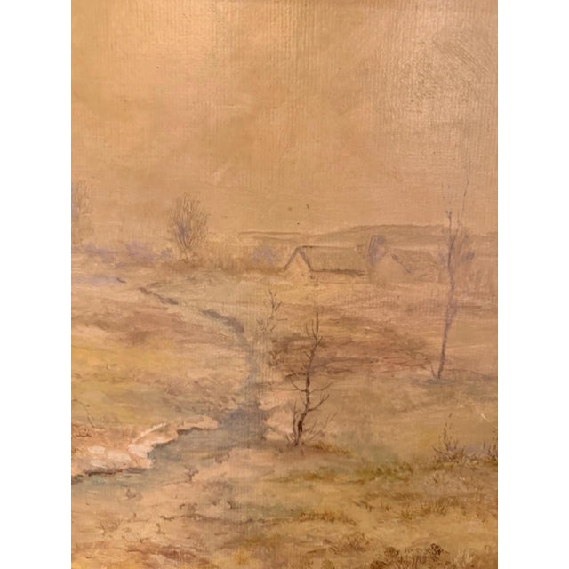 Michael Moering, Winter Landscape with Stream and Village, Oil Painting on Canvas For Sale - Image 7 of 13