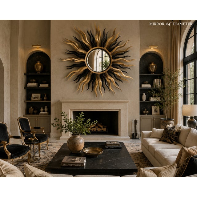 Authentic Vintage Harrison & Gil by Christopher Guy "Sunset" Sunburst Mirror 1990s Era For Sale - Image 12 of 16