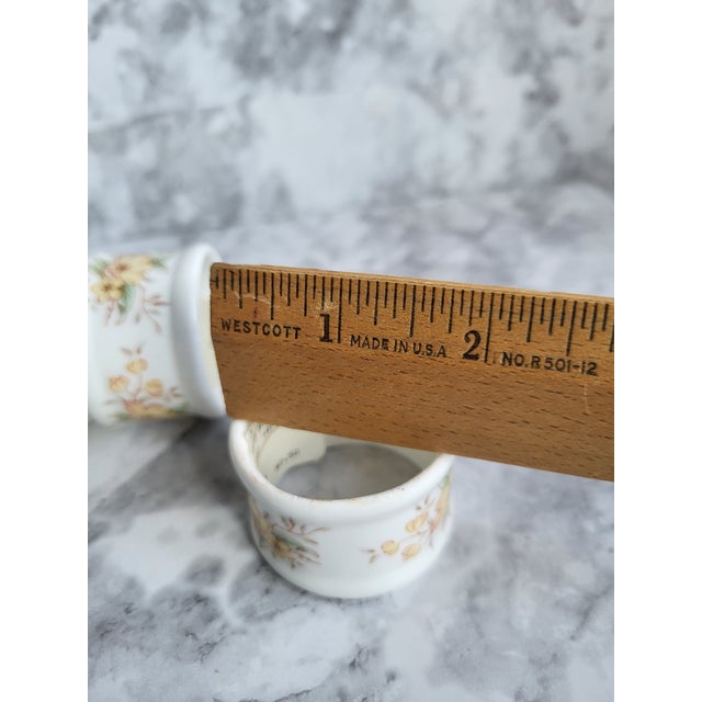 Vintage Fine Bone China Yellow Floral Napkin Rings, Set of 6 For Sale In San Francisco - Image 6 of 6