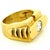 A bold and beautifully constructed vintage modernist ring crafted in 18K yellow gold, showcasing a bezel-set round...