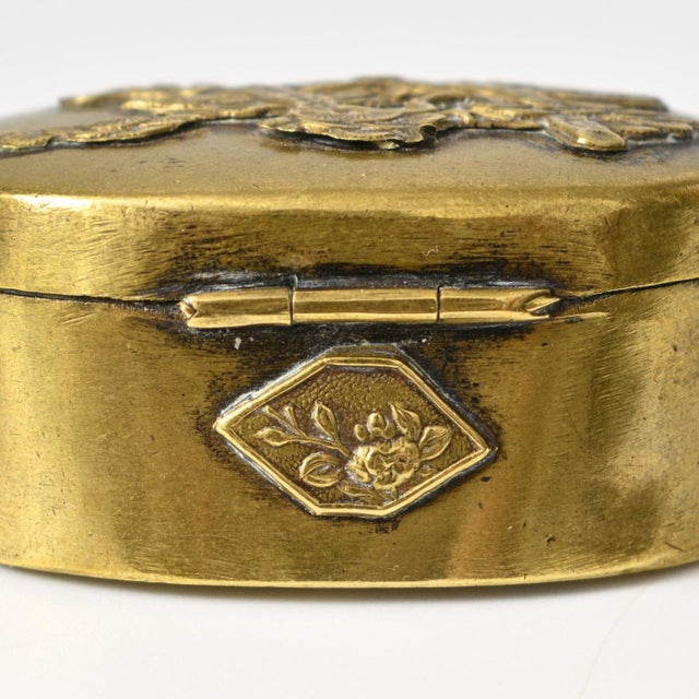 Antique Meiji Japanese Brass Pill Box, 1890s For Sale - Image 10 of 12