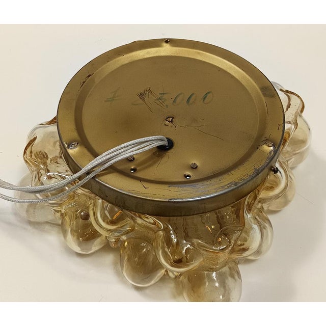 Ceiling Light in Amber Glass and Gold Varnished Metal by Helena Tynell, 1970s For Sale - Image 9 of 11