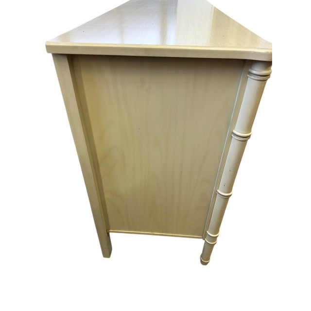 Vintage Palm Beach Regency "Bali Hai" Henry Link Style Cream Colored Faux Bamboo Nine Drawer Dresser For Sale - Image 4 of 9