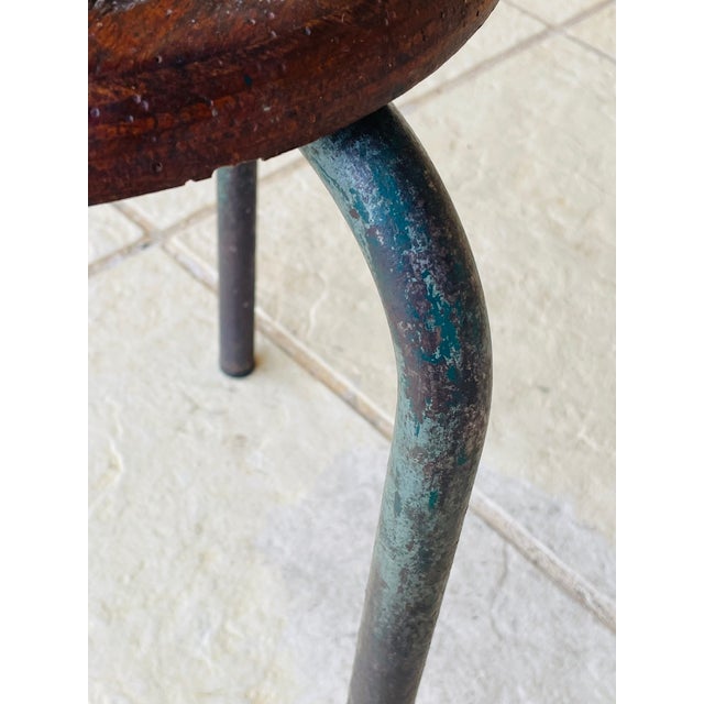 Vintage Tripod Stool in the style of Jean Prouvé, 1940s For Sale - Image 14 of 18