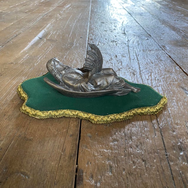 Bronze French Antique Bronze Angel Holy Water Front For Sale - Image 8 of 11