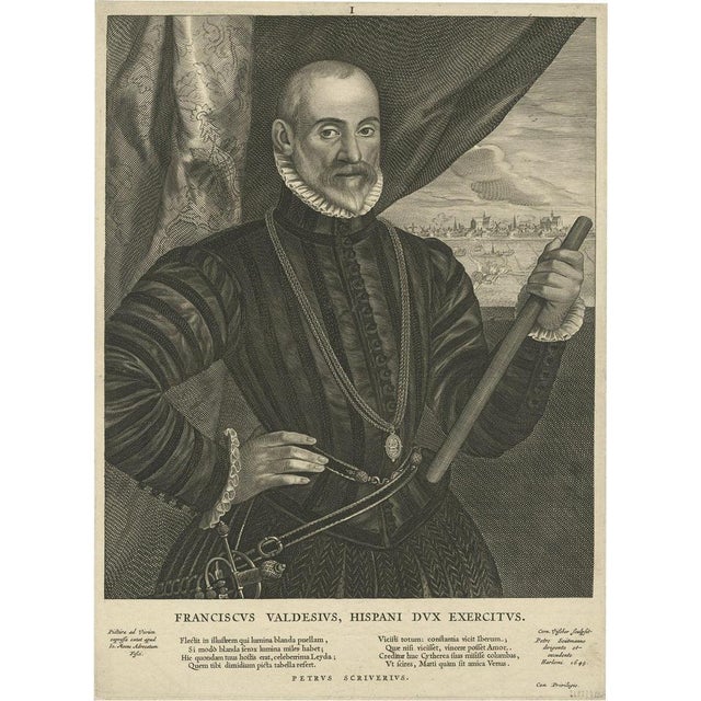 17th Century C. Visscher, Franciscus Valdesius, Commander of the Spanish Troops, 1649, Print For Sale - Image 5 of 5
