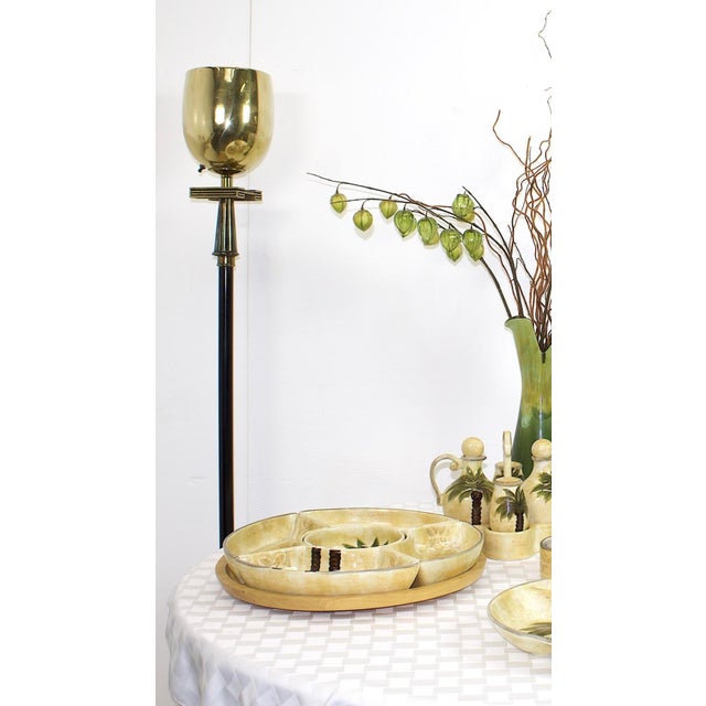 Brass Brass Chalice Torchiere Floor Lamp With Greek Key Detail For Sale - Image 8 of 8