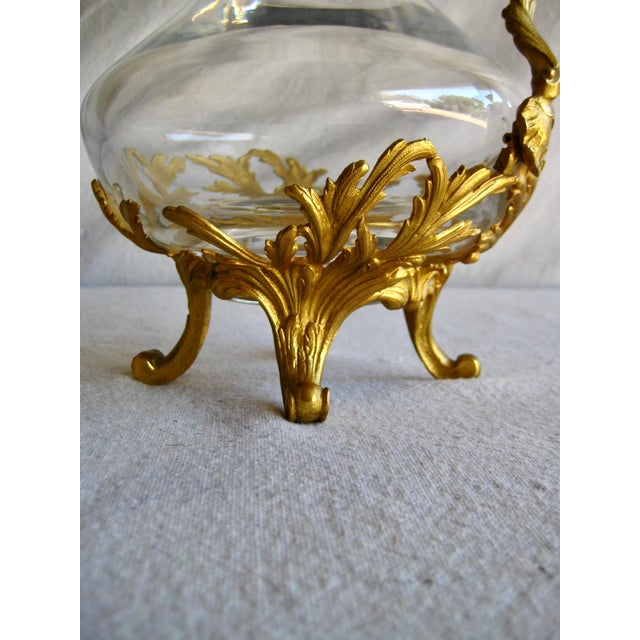 Metal 1920s French Napoleon III Bronze and Crystal Decanter -Carafe For Sale - Image 7 of 11
