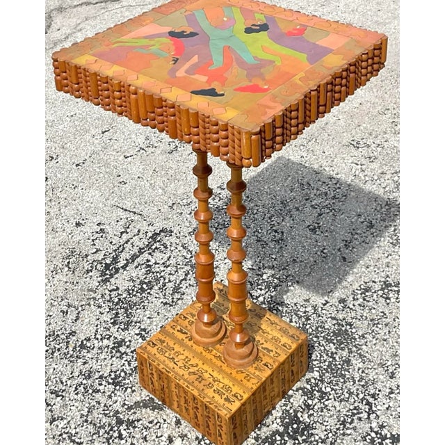 Wood Late 20th Century Vintage Boho William Accorsi Found Object Puzzle Table For Sale - Image 7 of 10
