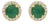 10K Yellow Gold Green Emerald and 1/6 Cttw Diamond Halo Stud Earring For Sale