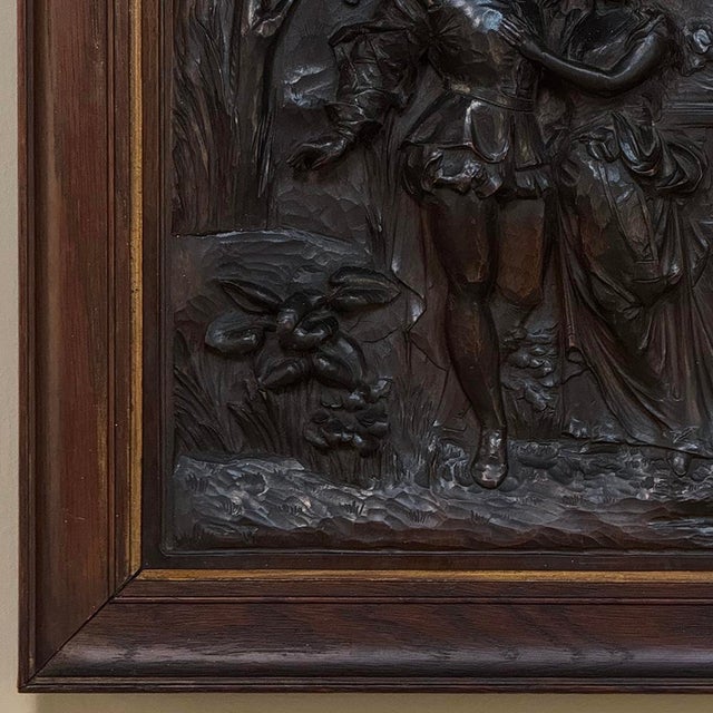 19th Century Renaissance Revival Carved Walnut Framed Panel For Sale - Image 10 of 16