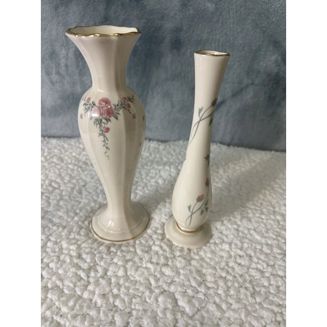 Mid-Century Modern 1990s Vintage Lenox Set of 2 Petite Rose Bud Vase For Sale - Image 3 of 6