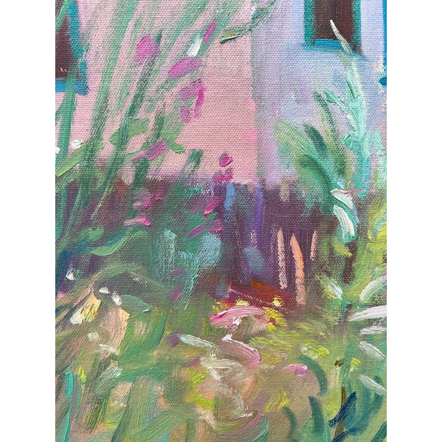 Vintage Impressionist Cottage Garden Painting, Signed by Ron McKee For Sale - Image 10 of 12