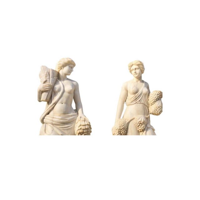 Four Seasons, Late 20th Century, Marble Sculptures on Marble Bases, Set of 4 For Sale - Image 5 of 6