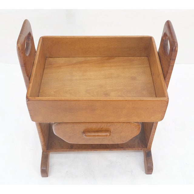 Unusual Solid Colonial Maple Gallery Top Side End Table One Drawer MINT For Sale - Image 6 of 16