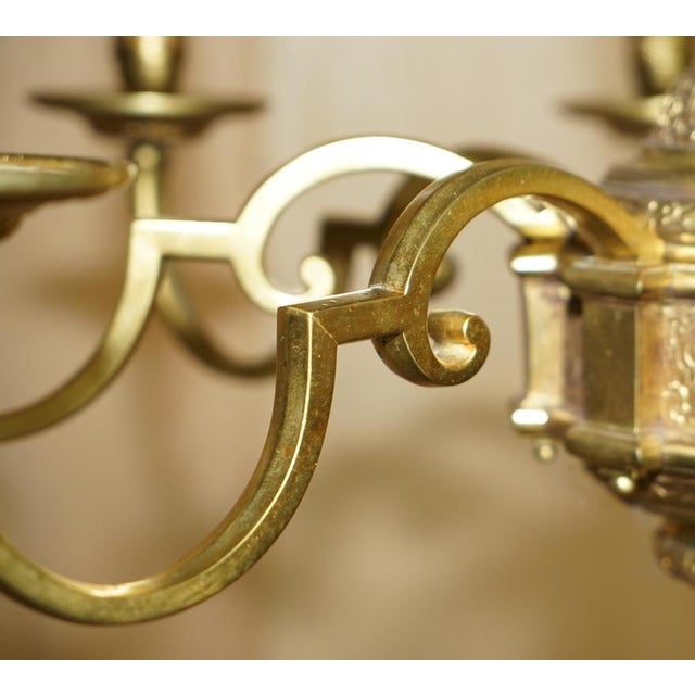 Antique French Rococo Gold Gilt Brass Eight-Branch Cherub Chandelier, 1900s For Sale - Image 11 of 18