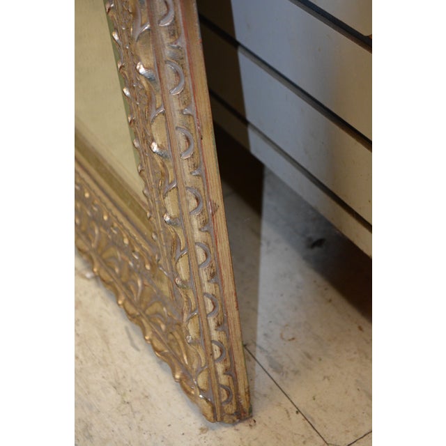 Ornate Plaster / Wood Silver W/ Gold Wash Rectangular Wall or Mantel Mirror For Sale - Image 14 of 18