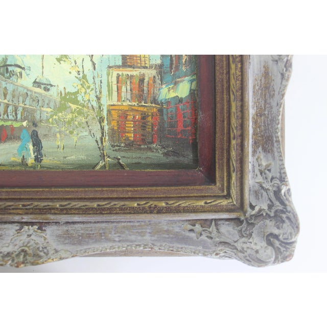 Textile Vintage European City Scene Paris France Oil Painting, Framed For Sale - Image 7 of 9