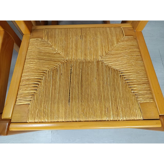 Wood Vintage Elm Straw Chairs from Maison Regain, 1970s, Set of 6 For Sale - Image 7 of 18