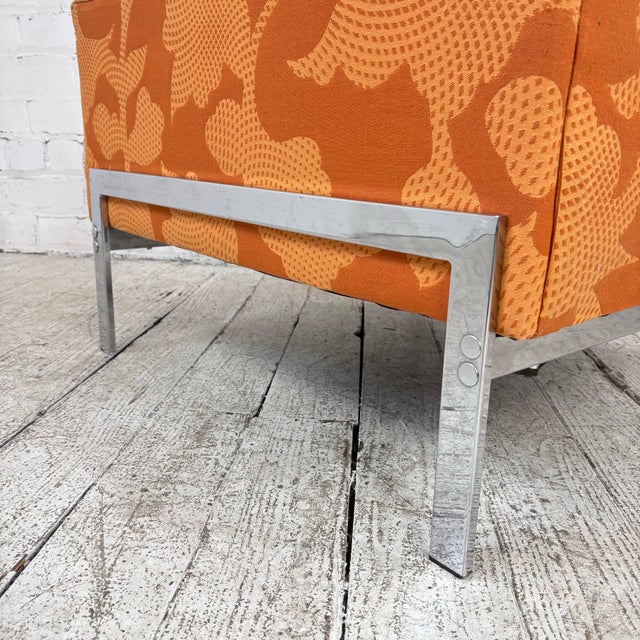 Orange Mid Century Modern Knoll Style Lounge Arm Chair Chrome For Sale - Image 8 of 12